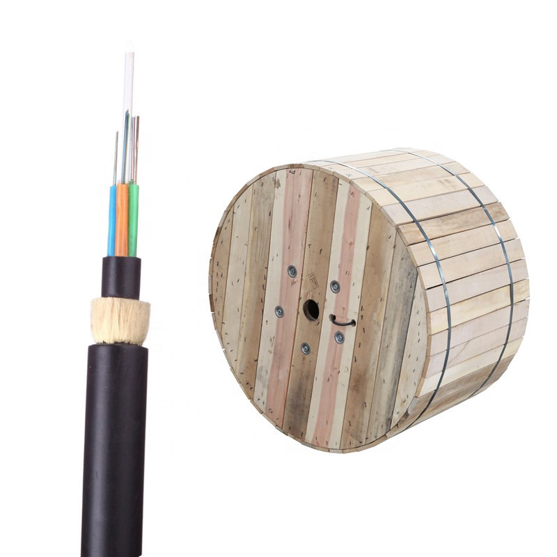 real ADSS outdoor optical cable cross section next to cable reel product photo