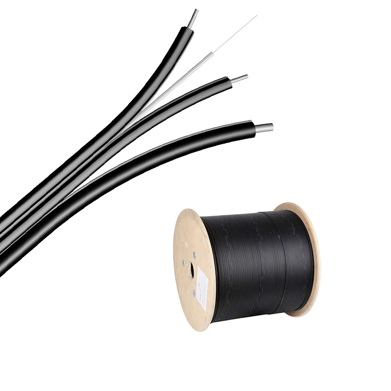 real two-core black flat FTTH drop cable with spool product photo