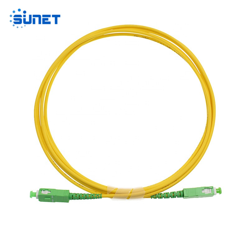 real SC APC green-ended yellow simplex fiber patch cord product photo