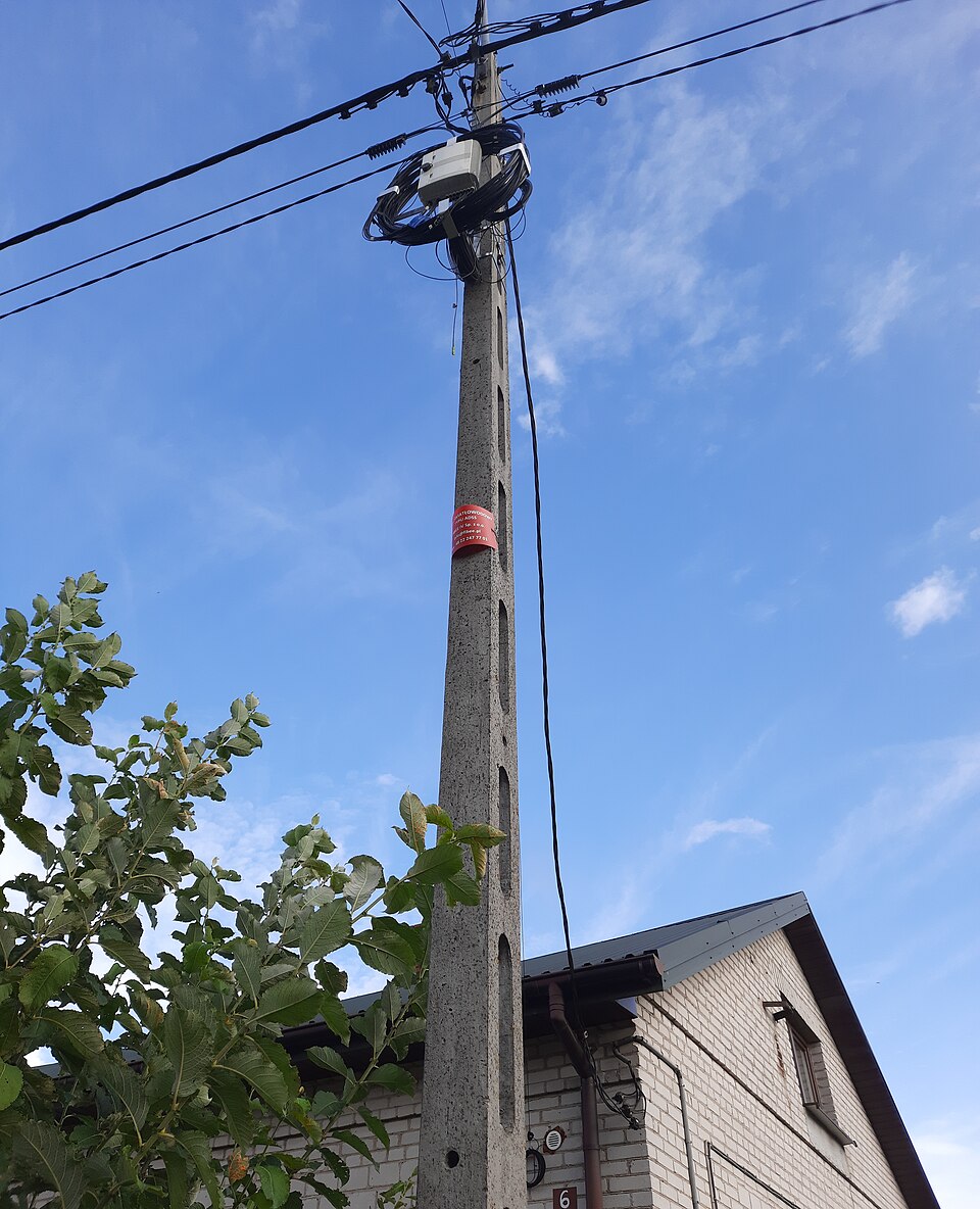 Optical aerial cable on a utility pole